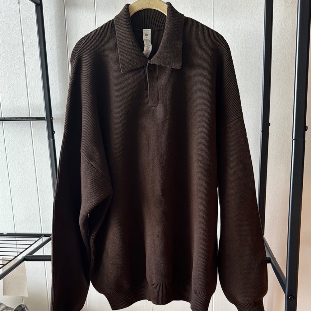 ALO Yoga Brown Crew Neck Sweater Relaxed Fit
